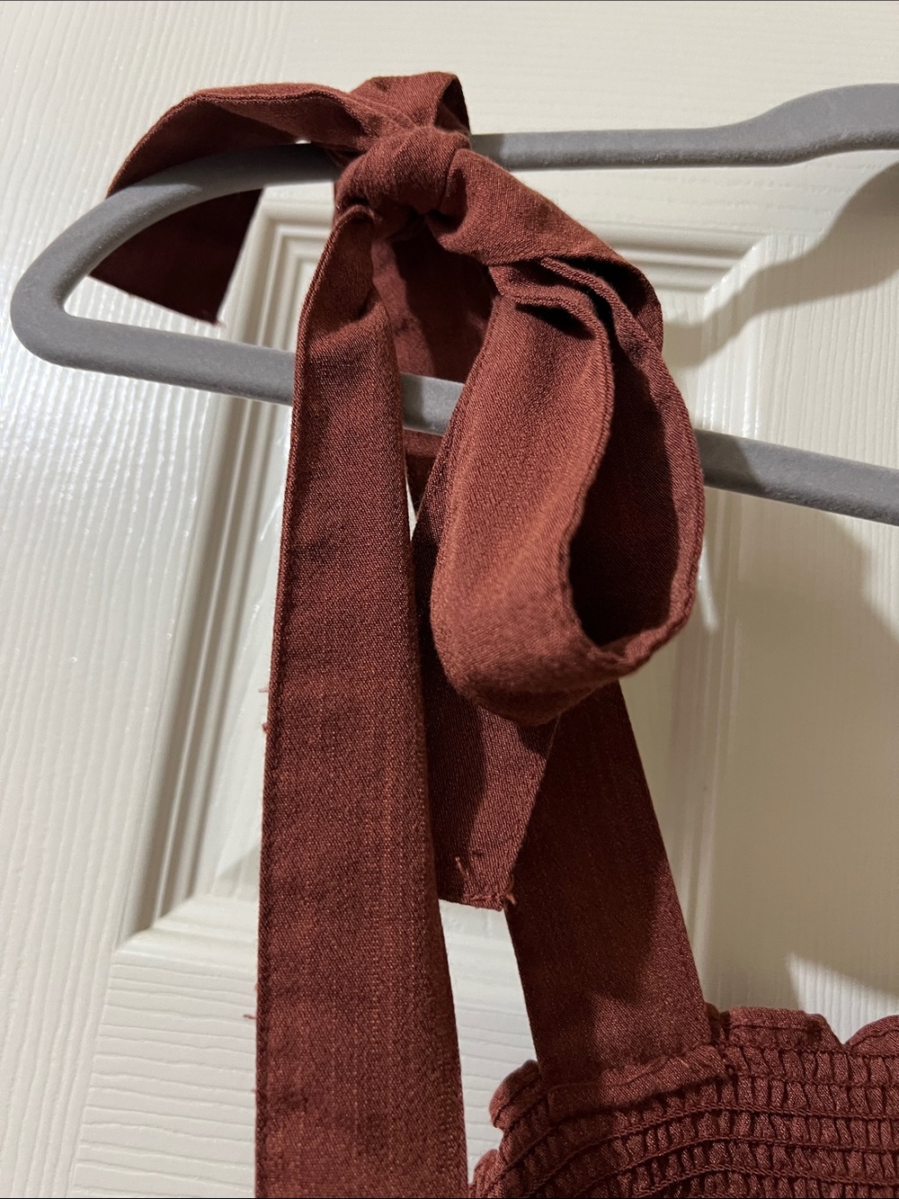Rust/Burnt Orange Tie-Strap Tank with White Trim - Picture 5 of 6